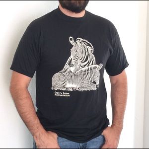 Vintage VTG 1987 Zebra Zoo Graphic T Shirt Medium
